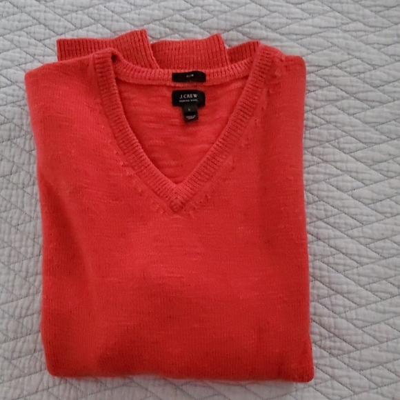 J Crew Merino Wool V Neck Sweater Slim Large - Picture 3 of 4